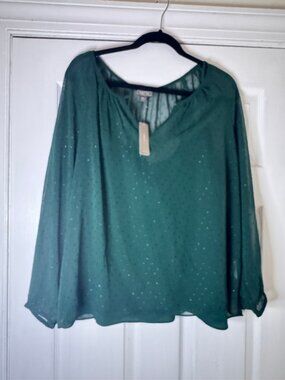 NWT: J. Crew Point Sur Academic Green Clip Dot Top XXL